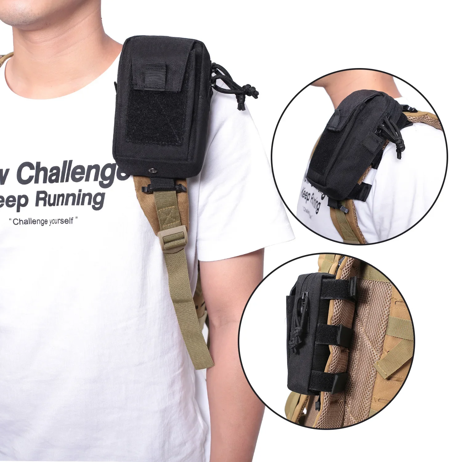 Edc Carry Belt - モールバックパックストラップフォンホルダーウエストポーチ - アウトドアスポーツ、ランニング、キャンプ、ハイキング、ハンティング用 - EDCツールオーガナイザー