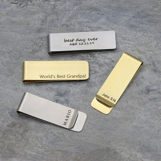 Money Clip Magnetic - 名入れ カスタム マネークリップ メンズ 札ばさみ 刻印入り