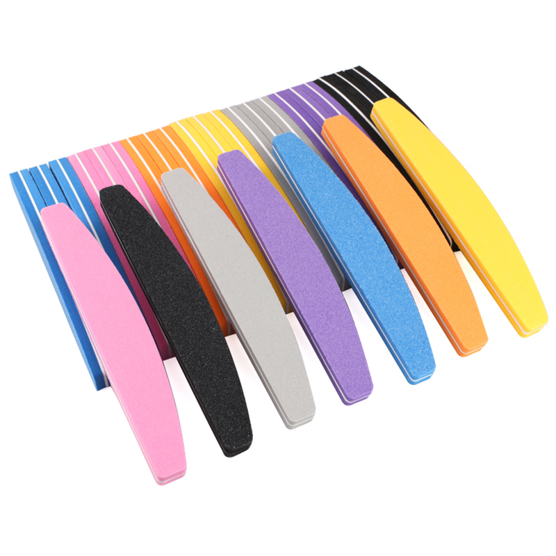 Nail File Titanium - 10/50個入り ボート型スポンジネイルファイル 100/180グリット カラフルフォームネイルバッファーブロック 再利用可能なエメリーサンディングライム ネイルマニキュアツール