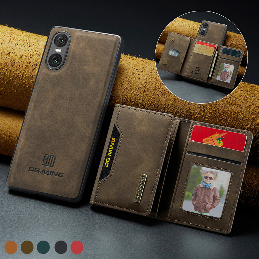 Money Clip Magnetic - 磁気レザーウォレットケース,新品,ラグジュアリー,クレジットカードホルダー,Sony Xperia 1vi, 10vi, 1v, 5v,