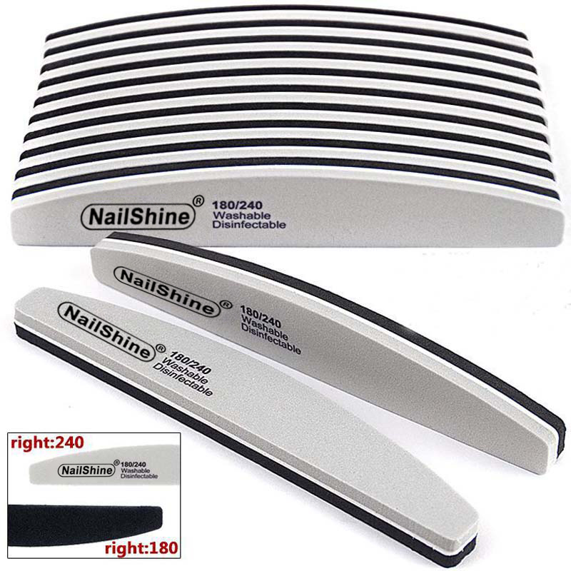 Nail File Titanium - 5 個スポンジブロック爪やすり 180/240 グレー/ブラックボートネイルバッファジェルポリッシュライム a Ongle