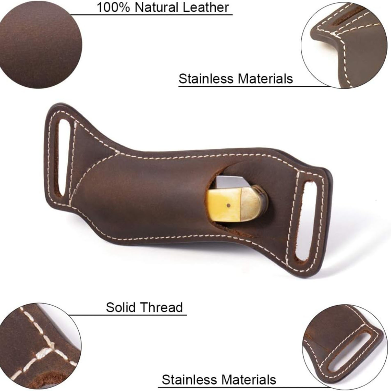 保護ナイフ用耐久性のあるレザー製折りたたみ刃ケース、ベルトポ - Edc Carry Belt Leather のレビューと価格