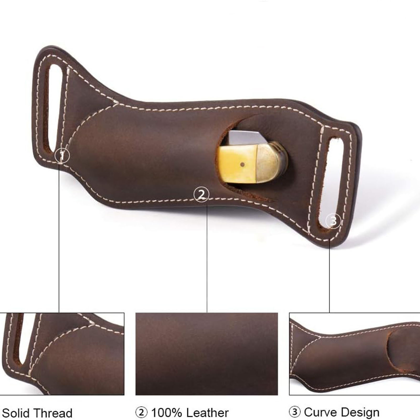 保護ナイフ用耐久性のあるレザー製折りたたみ刃ケース、ベルトポ - Edc Carry Belt Leather のレビューと価格