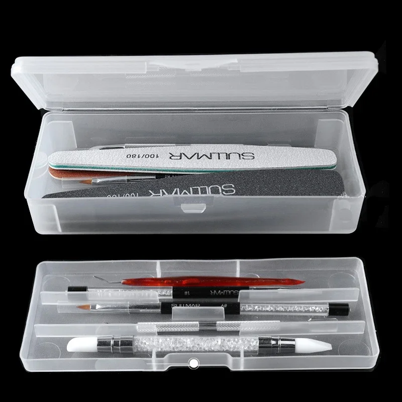 1Pc 長方形二層ネイルアートツール空の収納ボックスピンセッ - Nail File Titanium のレビューと価格