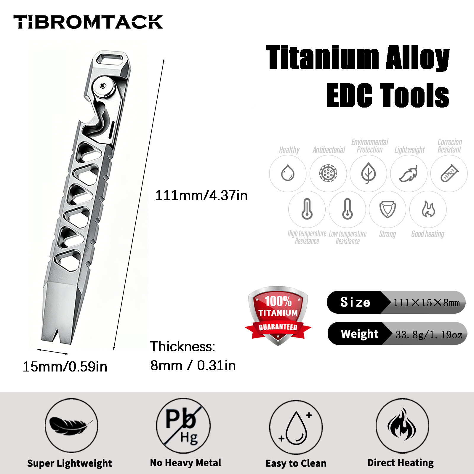 TIBROMTACK チタン製多機能 EDC ツール、日常持 - Edc Carry Co のレビューと価格