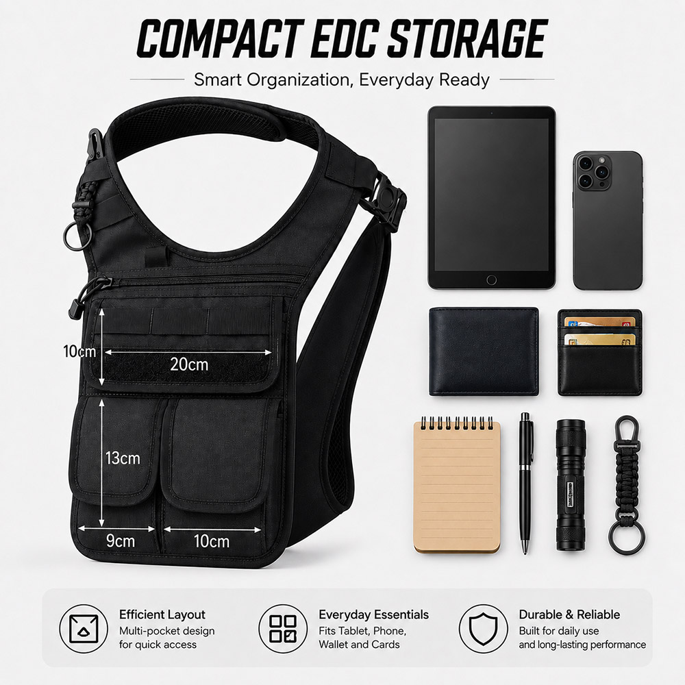 戦術的な隠しアンダーアームツールバッグ MOLLEマルチポケ - Edc Daily Carry のレビューと価格