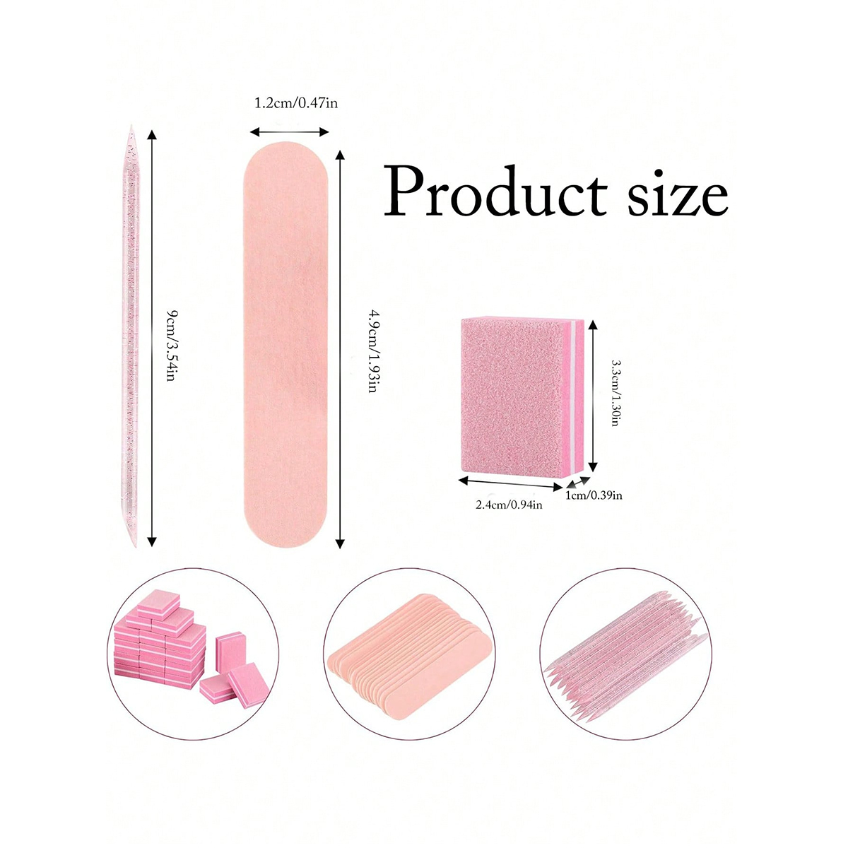 マニキュアキット、個別包装3点セットのプレスオンネイルキット - Nail File Titanium のレビューと価格